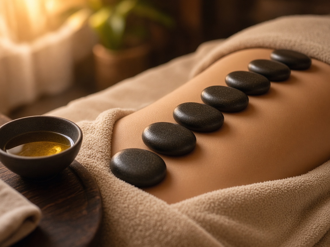 Massage đá nóng và dầu